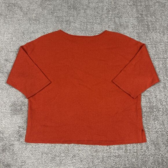 Eileen Fisher Sweater Womens Large Dark Orange 3/4 Sleeve Yak Wool Blend - Picture 4 of 6